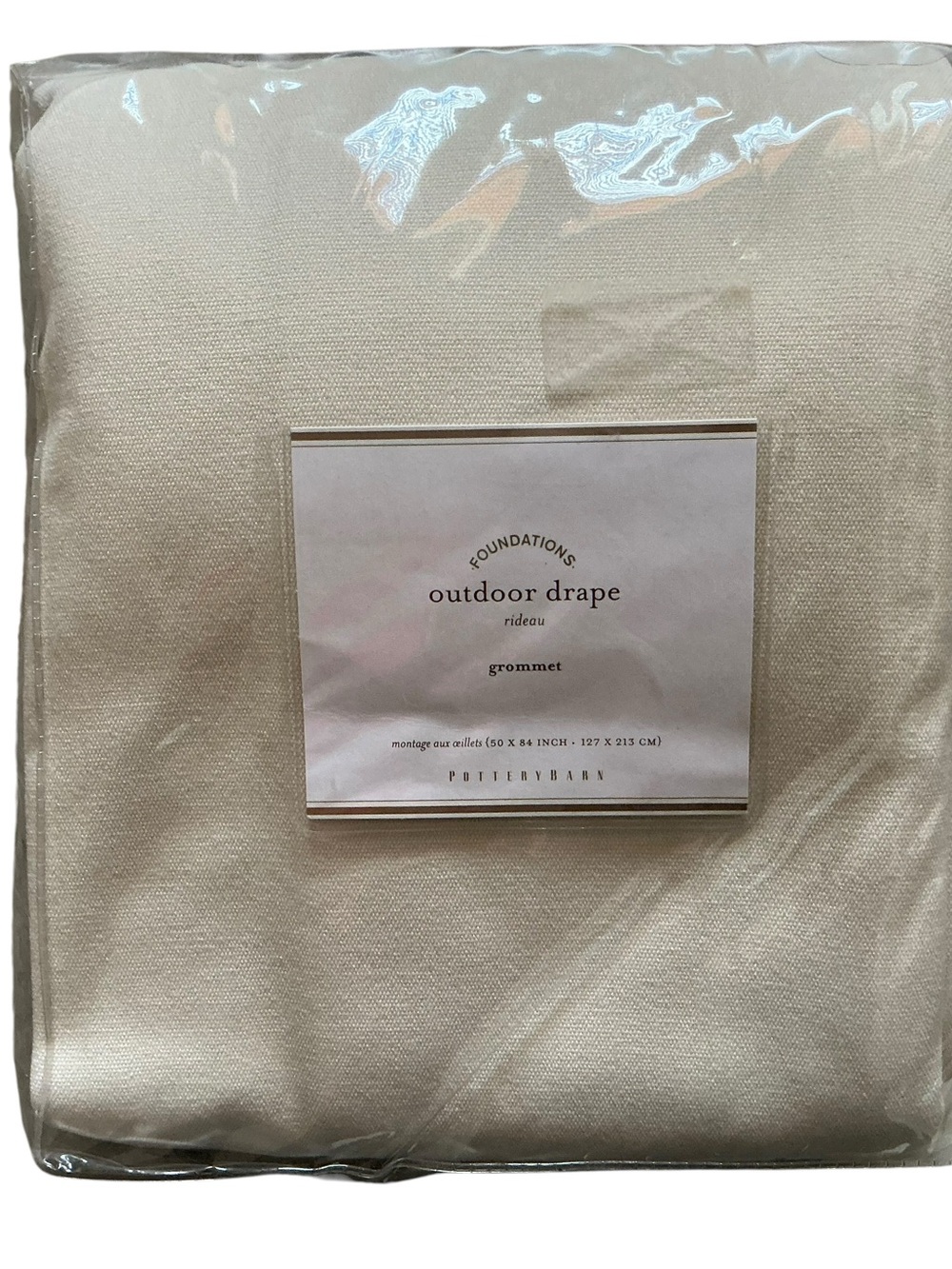 Vintage Pottery Barn outdoor drape curtain beige 50x84”